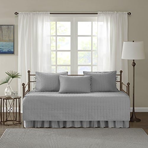 Comfort Spaces Kienna Daybed Cover Set 5 Piece with Bedskirt, 75 x 39 Grey