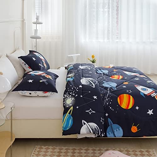 RYNGHIPY Full Space Rocket Bedding Set for Boys Girls 3 Pieces