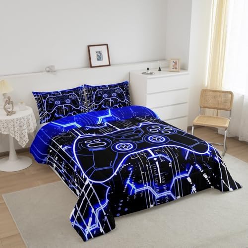 Feelyou Kids Blue Gamer Bedding Set King Size for Boys Girls