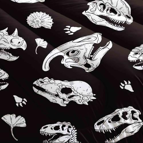 AILONEN Boys Fossil Dinosaurs Skull Comforter Set Twin Size, Dinosaur Bedding Set for Kids Teens,Ancient Animal Wildlife Quilt with 2 Pillowcases,Soft Microfiber