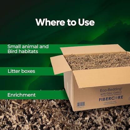 FiberCore Eco Bedding with Odor Control, 99% Dust Free Paper Bedding for Small Animals and Birds, 10 lb (Expands to 250 L).