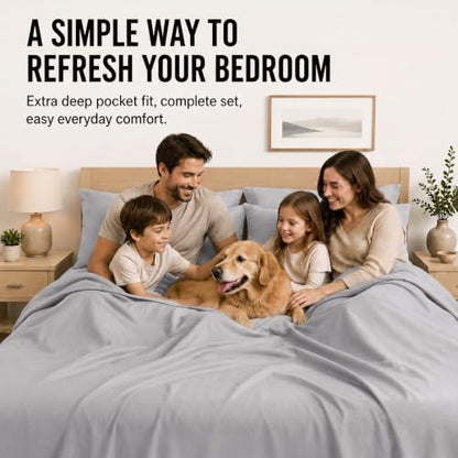 CozyLux Cal King Sheet Set 6-Piece, 21-Inch Deep Pocket, Soft Brushed Feel