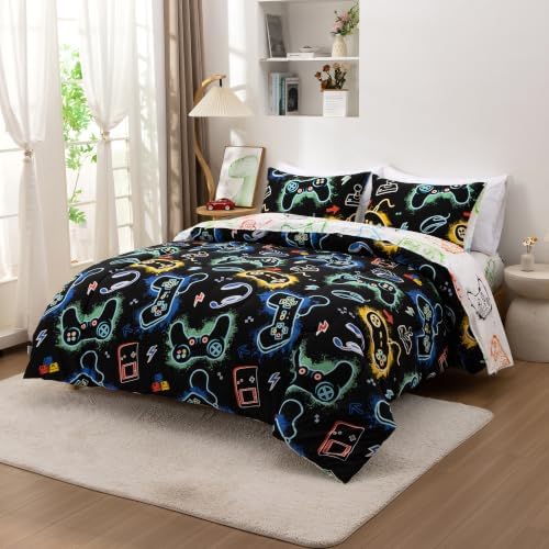 NTBED 5Pcs Glow in The Dark Kids Comforter Set Gaming Full Bedding Set