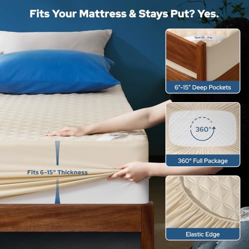 BEDLORE Waterproof Twin XL Mattress Protector, Deep Pocket, College Dorm