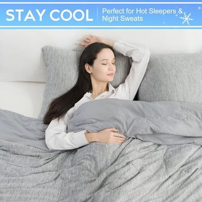 CHOSHOME Cooling Comforter Cooling Blanket, Q-Max 0.45 Cool Sleeping Summer Blanket for Hot Sleeper Night Sweats, Full 84" x 90", Grey