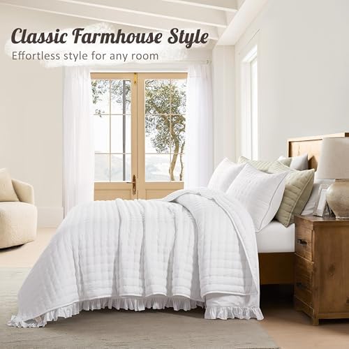 WDCOZY Cloud Soft Quilt Set, Twin Size, All White, 2 Pieces 68x90 inches
