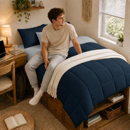 Anluoer Twin Comforter Set, 5 Piece Bed in a Bag Twin Bedding Sets
