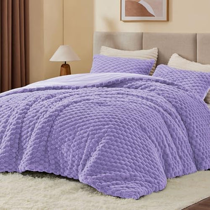 BEDELITE Fluffy Twin/Twin XL Comforter Set, Light Purple Bed Set 2 Pieces