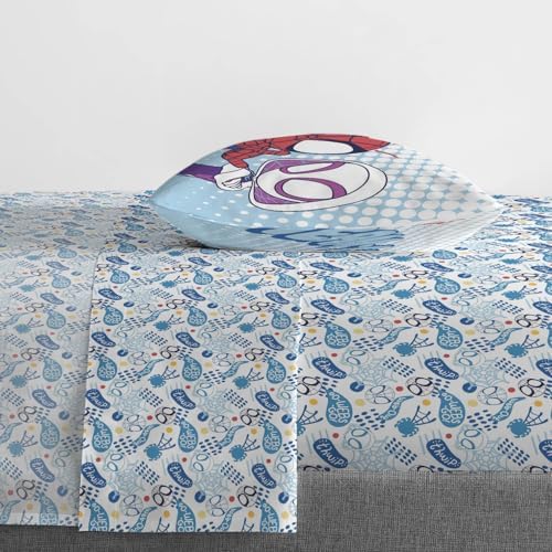 Jay Franco Kids Sheet Set with Fitted, Flat Sheets & Pillow Cover - Ultra-Soft Bedding with Pillowcase for Room Decor, Multi - Spidey & Friends, 3 Piece Toddler