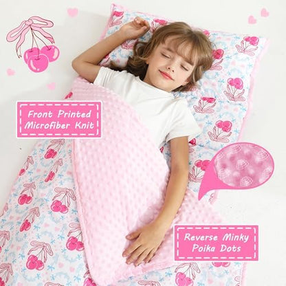 Lasoftan Toddler Nap Mat with Pillow and Blanket, Extra Large Rolled Napping Mats,Slumber Bags for Boys Girls,Kids Sleeping Bag for Daycare, Preschool Travel Camping