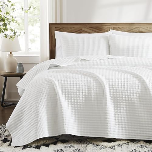 Oversized King Quilt-White Lightweight Bedspreads Quilt Bedding Set