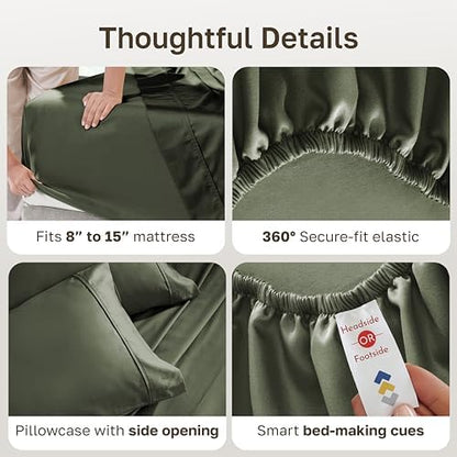 California Design Den 100% Cotton Sateen Twin Size Bedsheets, 3 Pc Set