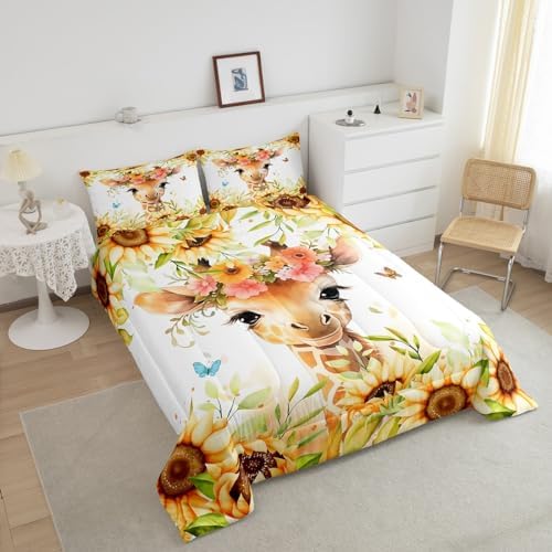 Feelyou Cute Giraffe Comforter Set Queen Size Boys Girls Teens
