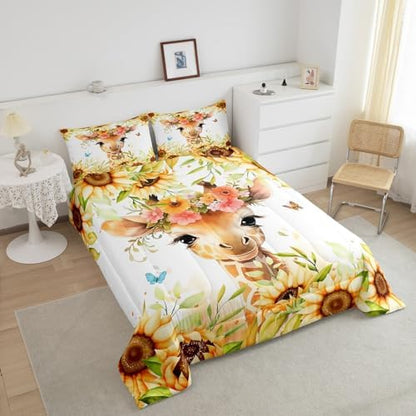 Feelyou Cute Giraffe Comforter Set Queen Size Boys Girls Teens