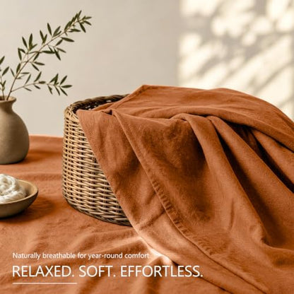 MEISHANG 100% French Linen Sheets King,4 Pcs,18-24" Extra Deep Pocket