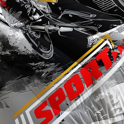 Motorcycle Race Comforter Set Full Size for Boys，Kids Sports Themed Full Size Bedding Set，Sport Themed Bedroom Decor for Boys Kids