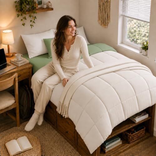 Anluoer Twin Comforter Set, 5 Piece Bed in a Bag Twin Bedding Sets