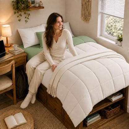 Anluoer Twin Comforter Set, 5 Piece Bed in a Bag Twin Bedding Sets