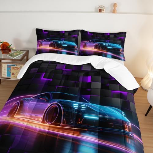 HOSIMA Boys Extreme Sports Race Car Twin Bedding Sets with 2 Pillowcases.