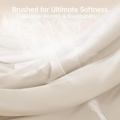 MUXHOMO Beige King Size Comforter Set, All Season Ultra Soft Down Alternative Bedding - 3 Piece Lightweight Bed Set Includes 1 Comforter (104"x90") and 2 Pillow Shams (20"x36")