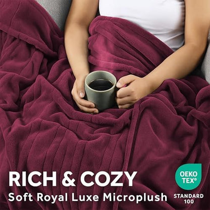 Sunbeam Electric Heated Blanket Royal Luxe Microplush Burgundy King 90x100