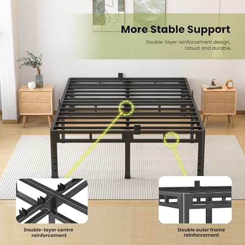 NKZ 2-in-1 Twin Size Metal Platform Bed Frame, 20 Inch Heavy Duty Bed Base