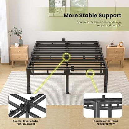 NKZ 2-in-1 Twin Size Metal Platform Bed Frame, 20 Inch Heavy Duty Bed Base