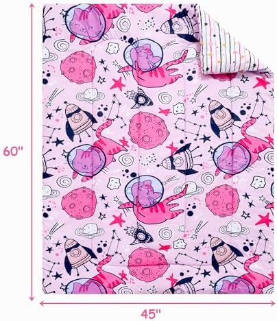 Mooreeke Toddler Bedding Sets for Girls,4 Pieces Cute Space Cat Printed