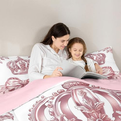 jejeloiu Bowknot Kids Comforter Set Toddler Size Pink Bow Bedding Set Colourful Bowknot Duvet Quilt for Kids Boys Girls Bedroom Bow-tie Decor Microfiber Ultra Soft Breathable