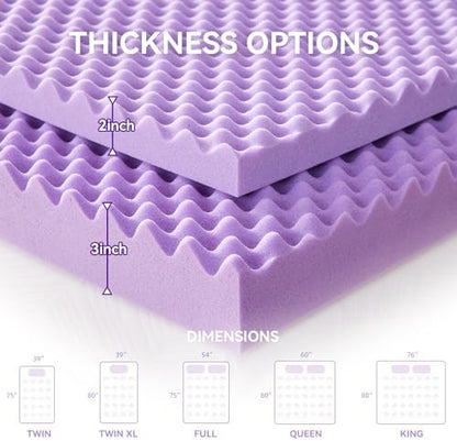 SINWEEK 3.8 Inch Egg Crate Memory Foam Mattress Topper King Size, Soft Mattress Pad for Back Pain Relief, Bed Topper, CertiPUR-US Certified