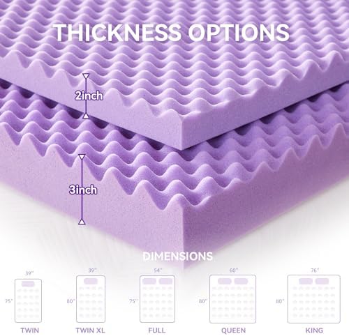 SINWEEK 3.8 Inch Egg Crate Memory Foam Mattress Topper Twin Size, Soft Mattress Pad for Back Pain Relief, Bed Topper, CertiPUR-US Certified