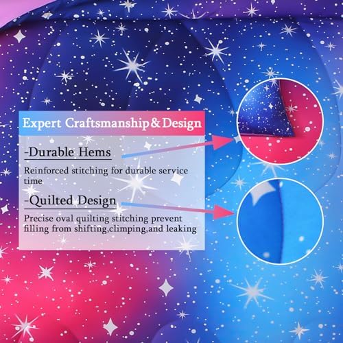 JQinHome Full Ombre Pink Purple Comforter Set, 6 Piece Bed in A Bag 3D Colorful Bedding Sets for Teen Girls (1 Comforter,2 Pillowcases,1 Flat Sheet,1 Fitted Sheet,1 Cushion Cover)(Star Purple)