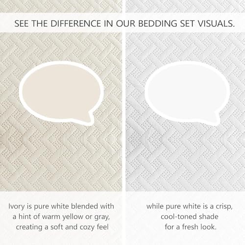 FLYMME Twin Quilt Set,Lightweight Cream Bedspreads,Basket Weave Pattern,Ultra Soft Microfiber Bedspread Bed Coverlet 2 Pieces for All-Seasons (1 Quilt,1 Pillow Sham)