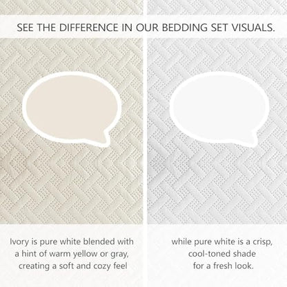 FLYMME Twin Quilt Set,Lightweight Cream Bedspreads,Basket Weave Pattern,Ultra Soft Microfiber Bedspread Bed Coverlet 2 Pieces for All-Seasons (1 Quilt,1 Pillow Sham)