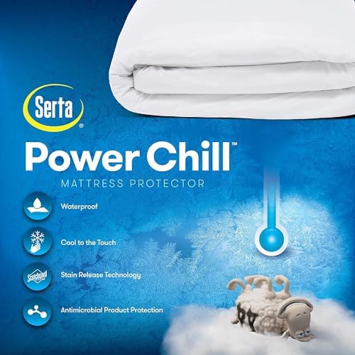 Serta Power Chill Cooling Waterproof Mattress Protector, Twin XL