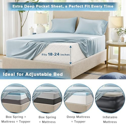 Comfort Spaces Coolmax Cooling Sheet Set, King Extra Deep Pocket 4 Piece