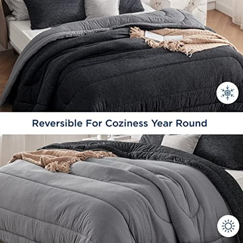 Bedsure Full Size Comforter Sets, Cooling & All-Season Bedding, Black