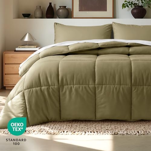 Bare Home Comforter Set - 1800 Ultra Soft (Twin/Twin XL, Olive)