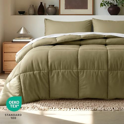 Bare Home Comforter Set - 1800 Ultra Soft (Twin/Twin XL, Olive)