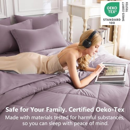 CozyLux Queen Comforter Set 88"x88" Dusty Purple - 7 Piece Bed in a Bag