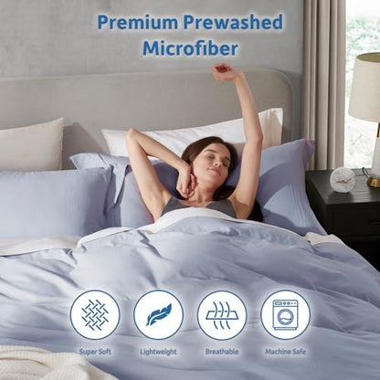 Hearth & Harbor Prewashed King Duvet Cover Set, Ice Blue