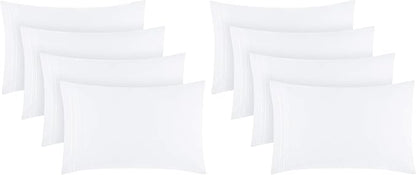 Mellanni Pillow Cases Set - 4 PC Iconic Collection Pillowcases - Hotel Luxury, Extra Soft, Cooling Pillow Covers - Wrinkle, Fade, Stain Resistant (Standard/Queen 20" x 30", White) (Pack of 2)