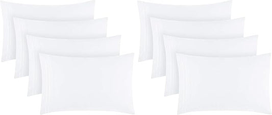 Mellanni Pillow Cases Set - 4 PC Iconic Collection Pillowcases - Hotel Luxury, Extra Soft, Cooling Pillow Covers - Wrinkle, Fade, Stain Resistant (Standard/Queen 20" x 30", White) (Pack of 2)