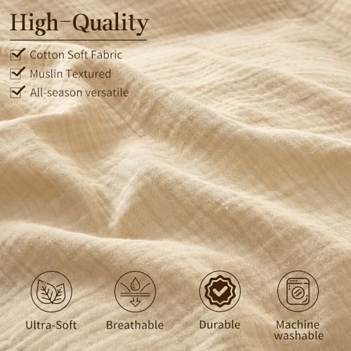 MEISHANG Muslin Duvet Cover Queen Size - 100% Organic Cotton