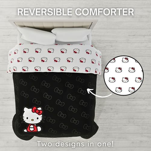 Hello Kitty Bedding Super Soft Cozy Microfiber Reversible Comforter, Queen, (Officially Licensed Product) By Franco Collectibles