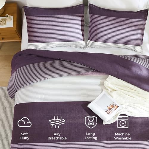 Litanika Purple Twin/Twin XL Comforter Set - 2 Pieces Stripe Bedding Sets