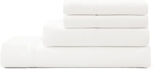 UGG Hedi Queen Sheet Set 4-Piece Luxury Cooling Sheets Deep Pockets Premium Bedding with 2 Pillow Shams Hypoallergenic Machine Washable Soft Lightweight Bed Set for Bedroom, Queen, White