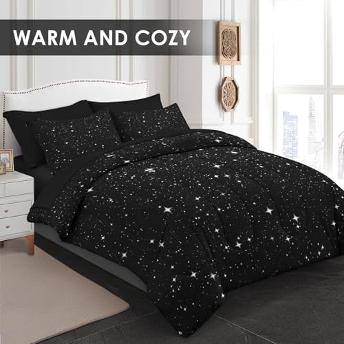 Pamnest Full Comforter Set with Sheets, 7 Pieces Space Starry Bedding