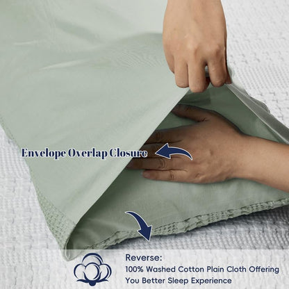 PHF Cotton Waffle Pillow Shams Queen Size 20" x 30", Mint Green, No Insert