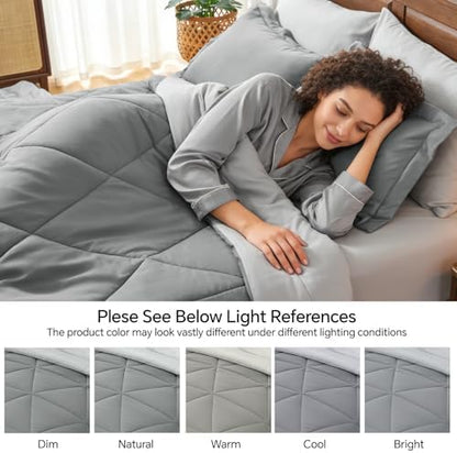 BEDELITE Queen Comforter Set 7 Pieces, Reversible Dark Grey Bed in A Bag